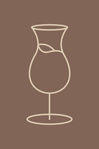 Minimal cocktail glass psd graphic line art style