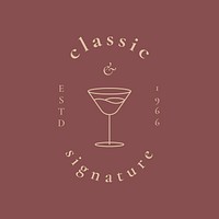 Luxury bar logo template vector with minimal cocktail glass illustration