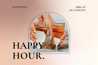 Bar campaign banner template vector with brandy glass photo 