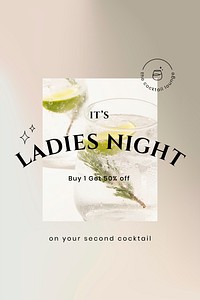 Lounge campaign poster template vector with gin and tonic glass photo