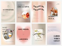 Bar gradient poster template vector in blur vintage style set