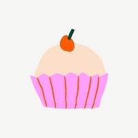 Birthday cupcake celebration sticker vector cute doodle