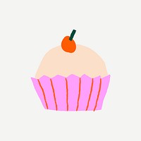 Birthday cupcake celebration sticker psd cute doodle