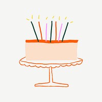 Birthday cake celebration sticker vector cute doodle