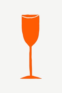 Party champagne glass sticker vector in cute doodle style