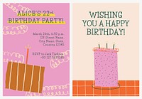 Birthday celebration invitation template vector with cute doodles