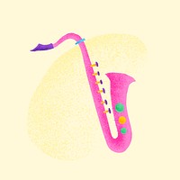 Pink saxophone sticker psd musical instrument illustration