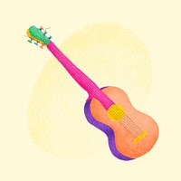 Orange guitar sticker psd musical instrument illustration