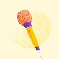 Orange microphone sticker psd flat design illustration