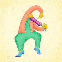 Violinist sticker psd colorful musician illustration