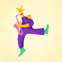 Saxophonist sticker psd colorful musician illustration
