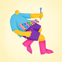 Xylophonist sticker psd colorful musician illustration