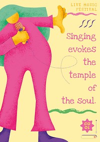 Colorful concert poster template vector with singer musician flat graphic