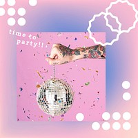 Party 90’s  celebration template vector photo attachable social media post