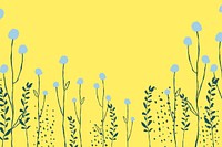 Yellow floral border background psd with dandelion flower doodle