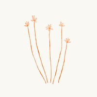 Red flower branch psd aesthetic doodle illustration