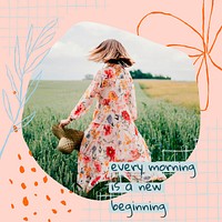 Aesthetic floral editable template vector social media post with inspirational quote and photo