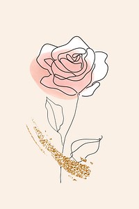 Pink rose floral sticker vector on beige background