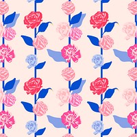Pink feminine floral pattern psd with roses pastel background