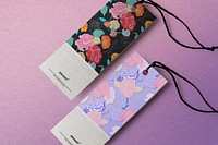 Floral fashion label mockup psd colorful roses