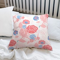Floral cushion case mockup psd colorful roses