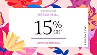 Spring floral SALE template psd with colorful roses fashion ad banner