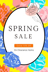 Spring floral SALE template vector with colorful roses fashion ad banner