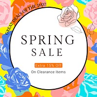 Spring floral SALE template vector with colorful roses fashion social media ad