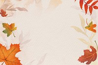 Autumn leaves beige background psd