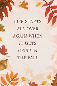 Fall season quote template vector for pinterest post