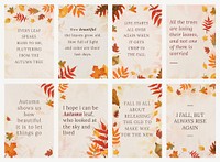 Fall season quote template vector set for pinterest post