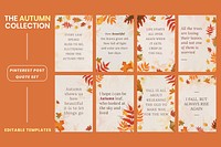 Autumn season quote template psd set for pinterest post