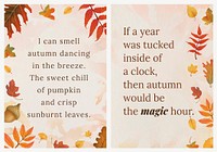 Autumn season quote template psd set for poster