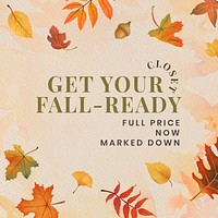 Fall sell template psd for social media post