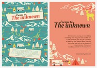 Escape hiking trip template vector holiday camping poster set