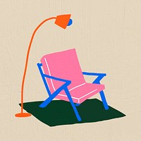 Hand drawn chair psd furniture in colorful flat graphic style
