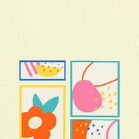 Interior flat graphic background psd in colorful hand drawn design