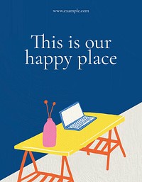 Interior flyer template psd with this is our happy place quote in hand drawn style