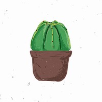 Cute potted plant element psd Astrophytum myriostigma in hand drawn style
