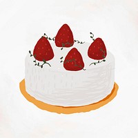 Strawberry pound cake element vector cute hand drawn style