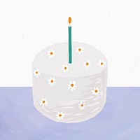 White birthday cake element vector cute hand drawn style