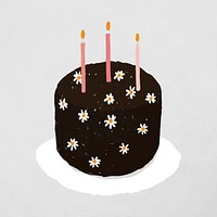 Black birthday cake element vector cute hand drawn style