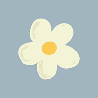 White flower element vector cute hand drawn style