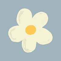 White flower element psd cute hand drawn style