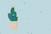 Cactus in blue background vector cute hand drawn style