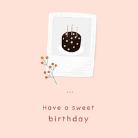 Cute birthday card template vector for social media post have a sweet birthday