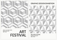 Art exhibition geometric template vector ad poster geometric modern style dual set