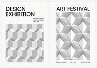 Art exhibition geometric template psd ad poster geometric modern style dual set