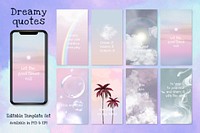 Dreamy quote editable template vector set