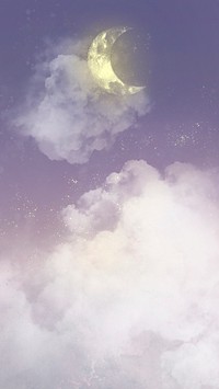 Pastel background with white crescent moon